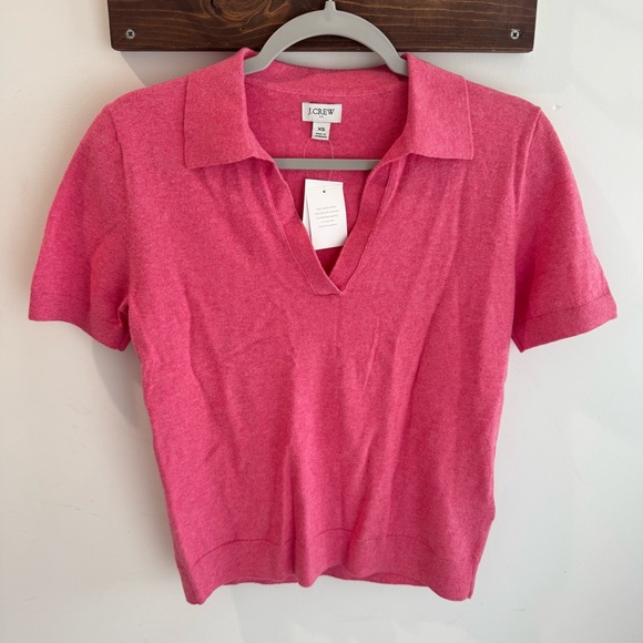 J. Crew Factory Tops - NWT J Crew Cotton Cashmere Petal Pink Polo XS